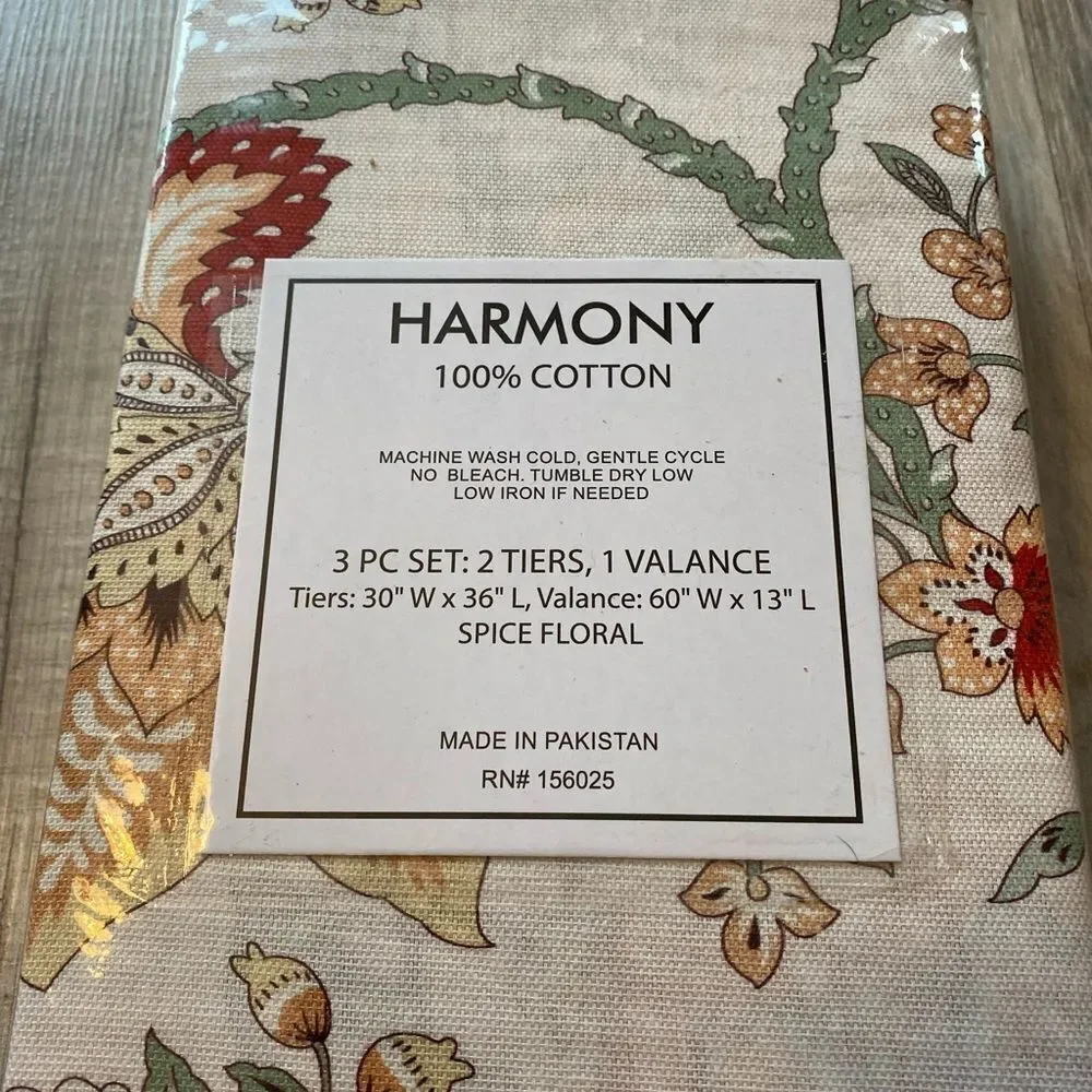 Harmony (Spice Floral) 3 Piece Curtain Set Botanical Design